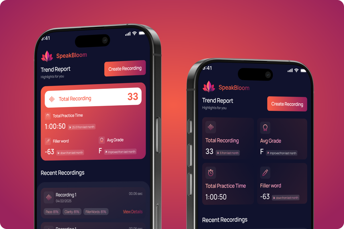 SpeakBloom Dashboard Preview